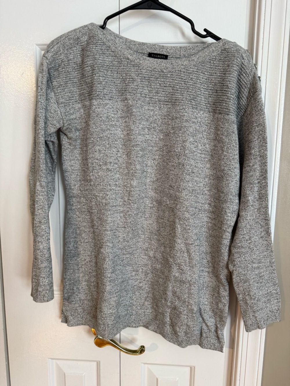 Talbots Light Marled Gray Crewneck Knit Sweater